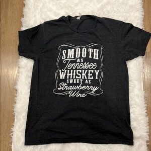 Charcoal Gray and White Short Sleeve Tee with Vintage Graphic